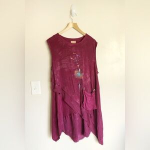 Steel Pony Lagenlook Art to Wear Tunic Dress Asymmetrical Hem Graphic Print 2